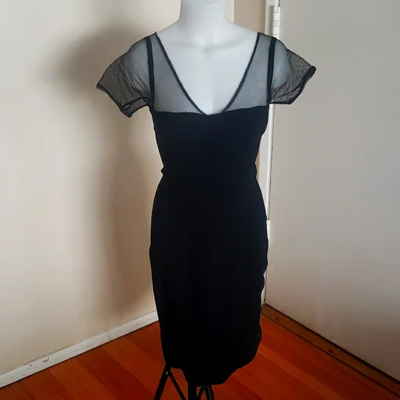 dolce and gabbana black mini dress Dolce & Gabbana Black Wool Stretch Mini Dress – AmeOro main image 1